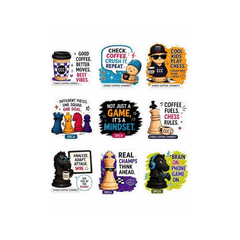 SRCA chess theme stickers pack of 2 sheets