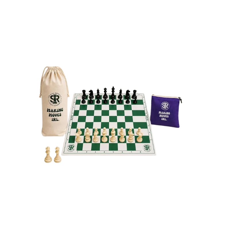 SRCA 18*18  Green chess set+bag+Pouch+2 extra queens