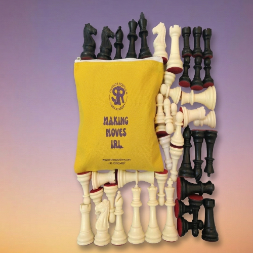 SRCA Premium 32 Chess Pieces With Cool Chess Pouch (Yellow)