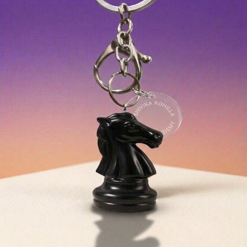SRCA Knight Chess Piece Black Metal Resin Baghanging
